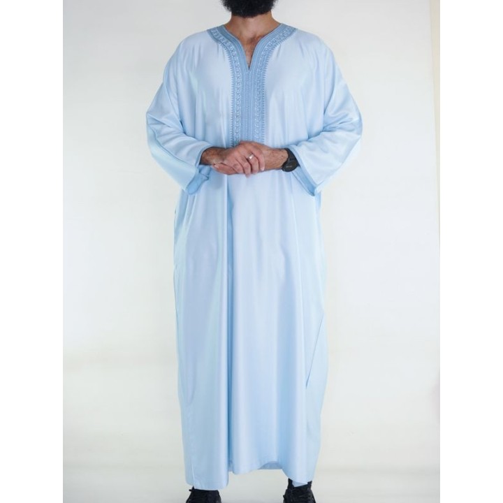 Marokkanische Gandoura Amir - cyanblau
