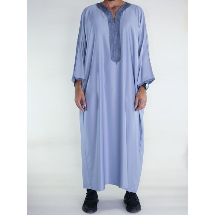 Gandoura marocaine Amir - bleu grisé