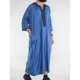 Gandoura marocaine Amir - bleu marine