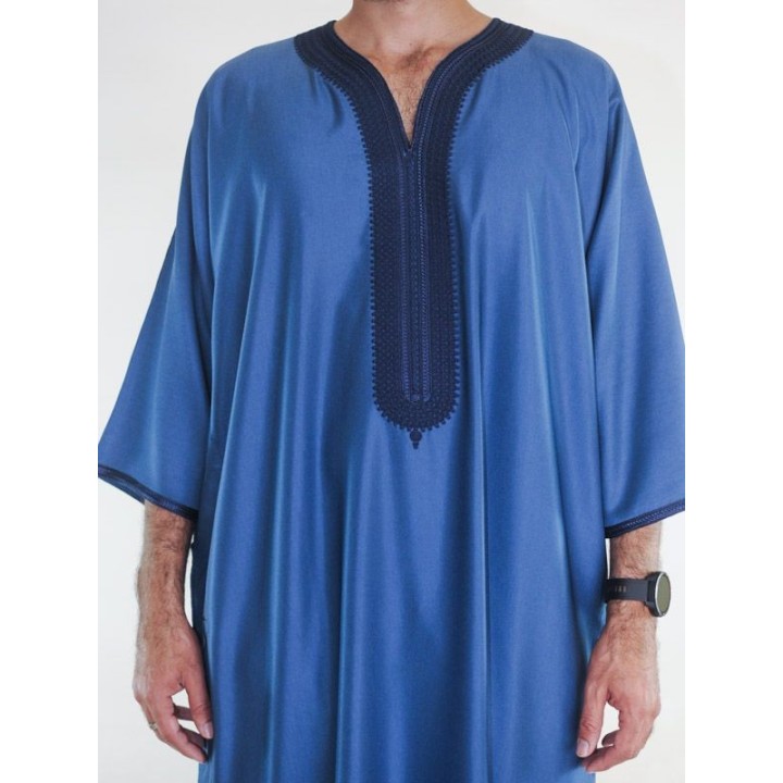 Gandoura marocaine Amir - bleu marine