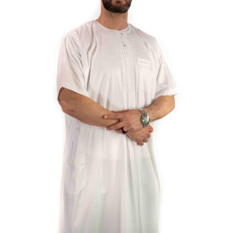 Qamis Atlas Satinweiß - Kurzarm