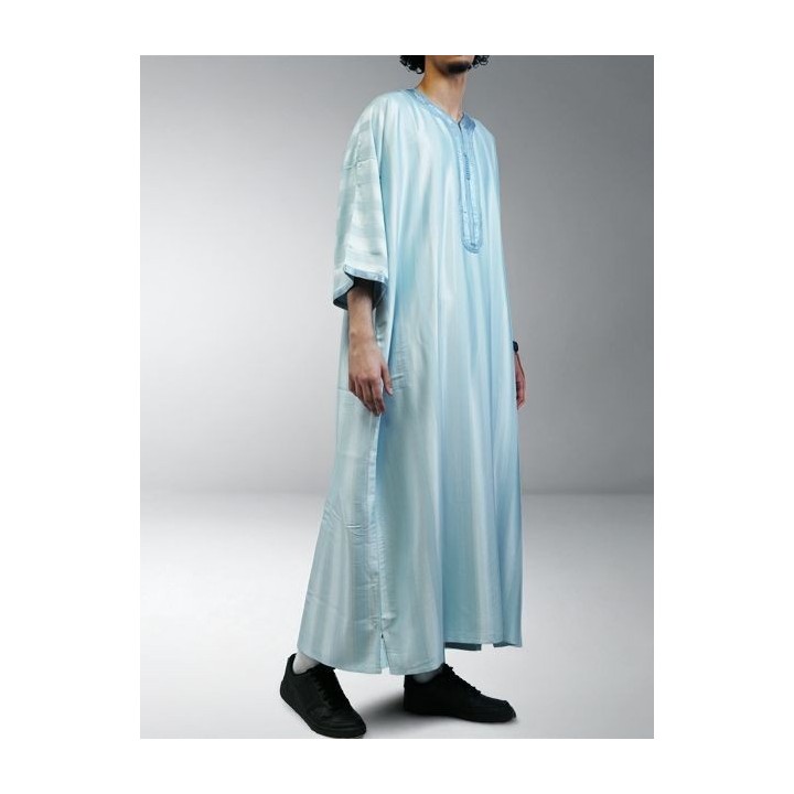 Gandoura marocaine jawhara - bleu cyan