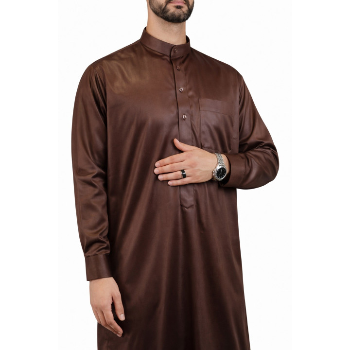 Saudi Qamis Bordeaux - Satiniert Precious