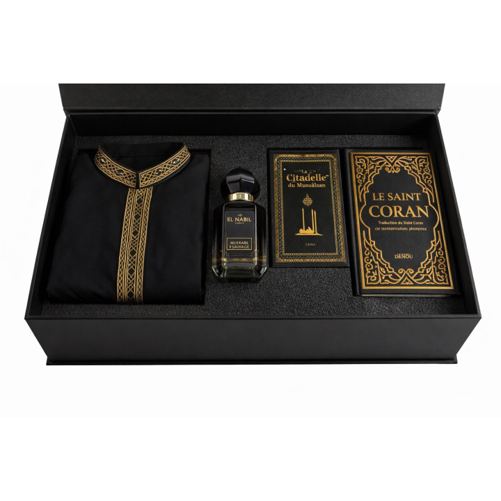 Set Qamis Nabil Sultan Schwarz / Gold