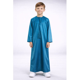 Qamis emirati enfant satiné - vert bleuté
