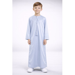 Qamis emirati enfant satiné - gris clair