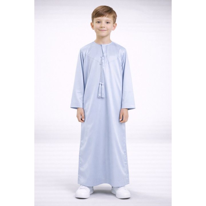 Qamis emirati Kind satiniert - hellgrau