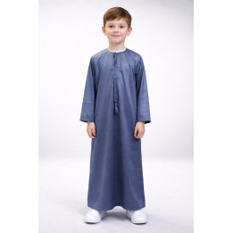 Qamis emirati enfant satiné - Gris foncé