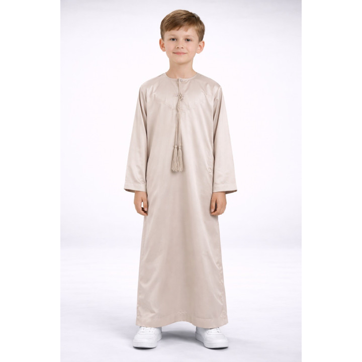 Qamis emirati enfant satiné - Beige