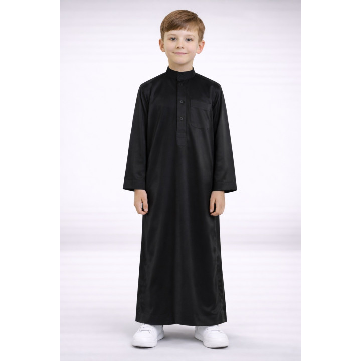 Qamis Enfant saoudien satiné - Noir