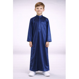 Satinierter saudischer Kinder Qamis - Marineblau