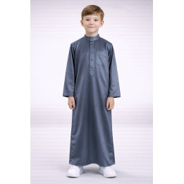 Qamis Saudi-Kind satiniert - Dunkelgrau