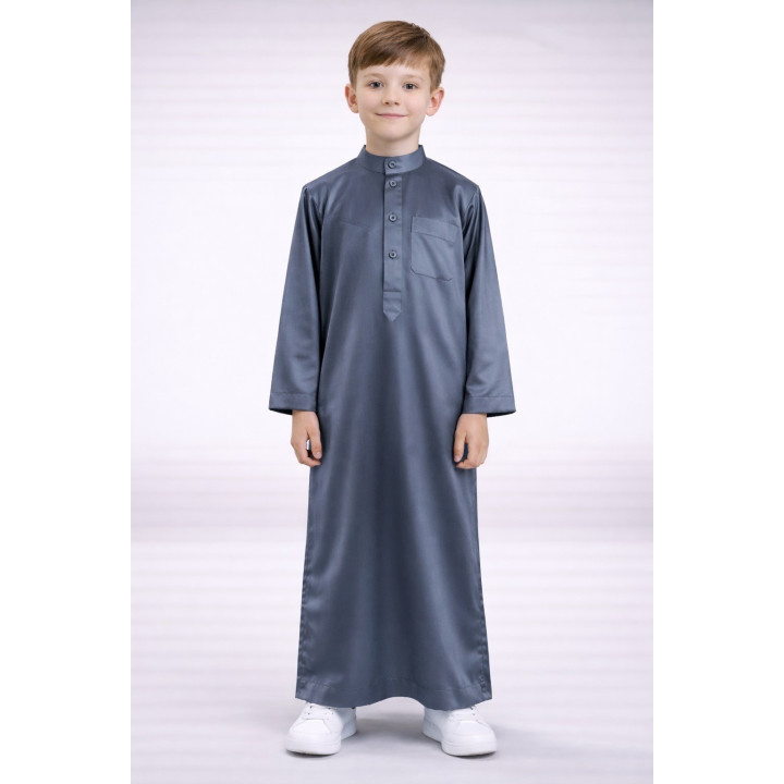 Qamis Saudi-Kind satiniert - Dunkelgrau