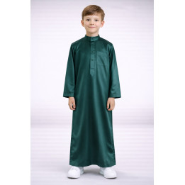Qamis Saudi-Kinder satiniert - Flaschengrün