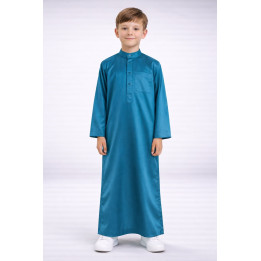 Satinierter saudischer Kinder-Qamis - blaugrün