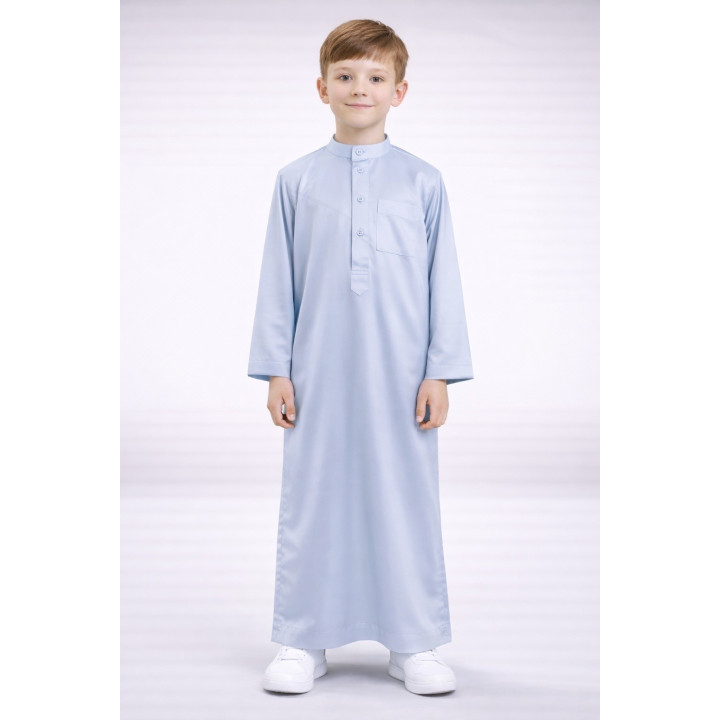 Qamis Enfant saoudien satiné - gris clair