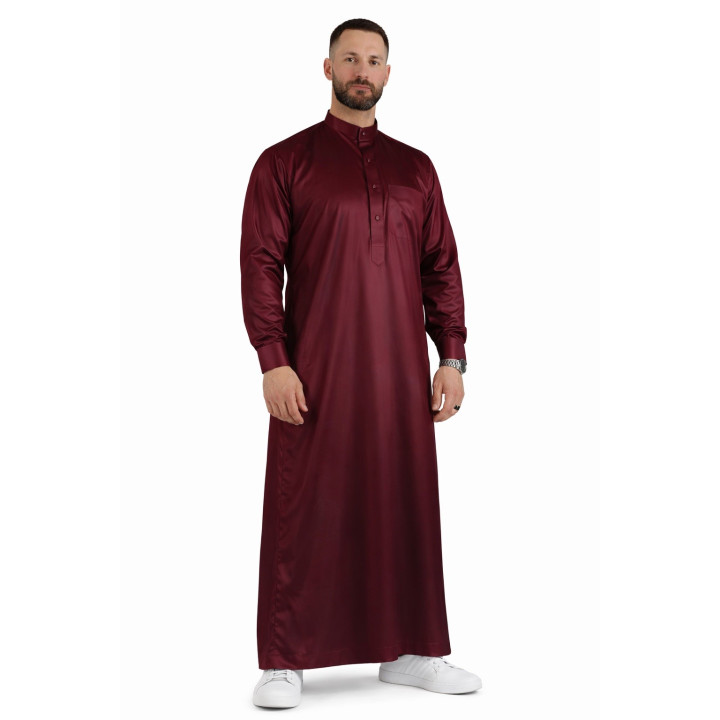 Saudi Qamis Bordeaux - Satiniert Precious