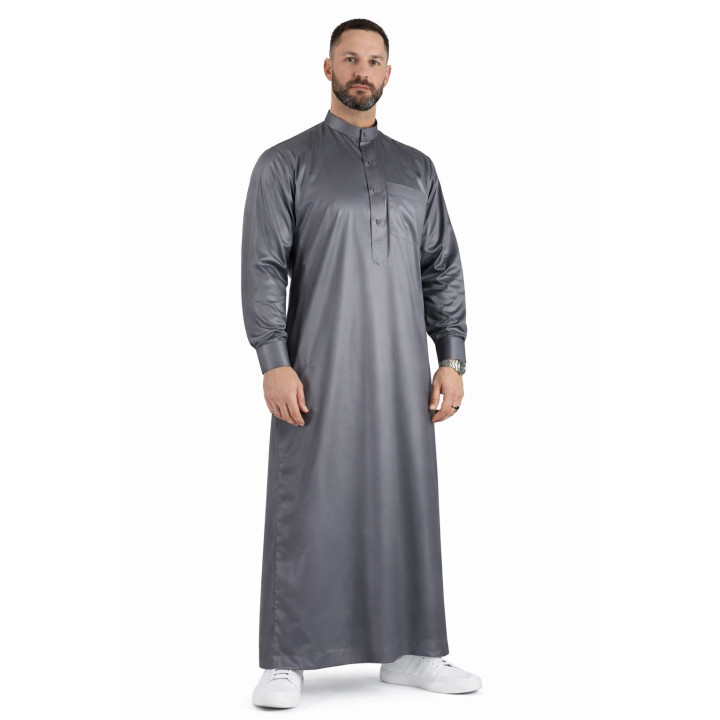 Qamis Saoudien Gris Foncé - Satiné Precious