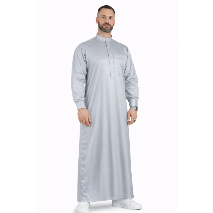 Qamis Saoudien Gris Clair - Satiné Precious