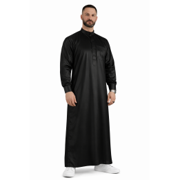 Qamis Saoudien Noir - Satiné Precious