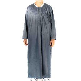 Qamis Enfant / Ado Gris foncé satiné manches longues - Atlas