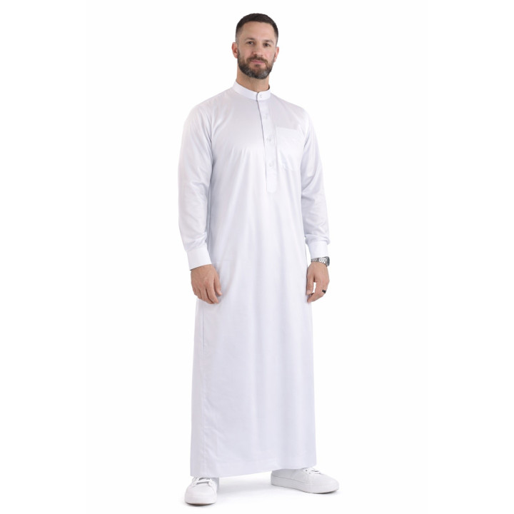 Qamis Saoudien Blanc - Satiné Precious