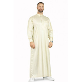 Qamis Saoudien Blanc cassé - tissu satiné
