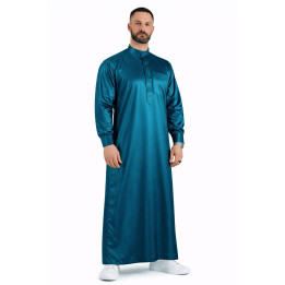 Qamis Saoudien Vert bleuté - Tissu satiné