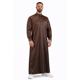 Qamis Saoudien marron - Satiné