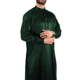 Saudi Qamis Flaschengrün Satin Stoff