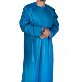 Qamis Emirati Bleu clair - Tissu Satiné