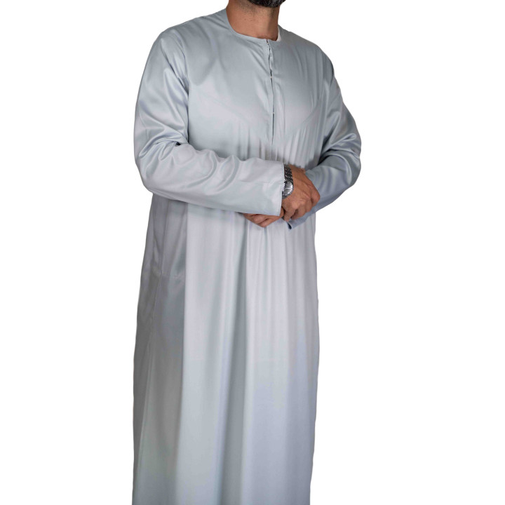 Qamis Emirati Hellgrau - Satin Stoff