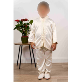 Jabador enfant 2 pièces - Tenue de circoncision enfant Blanc cassé broderie crème