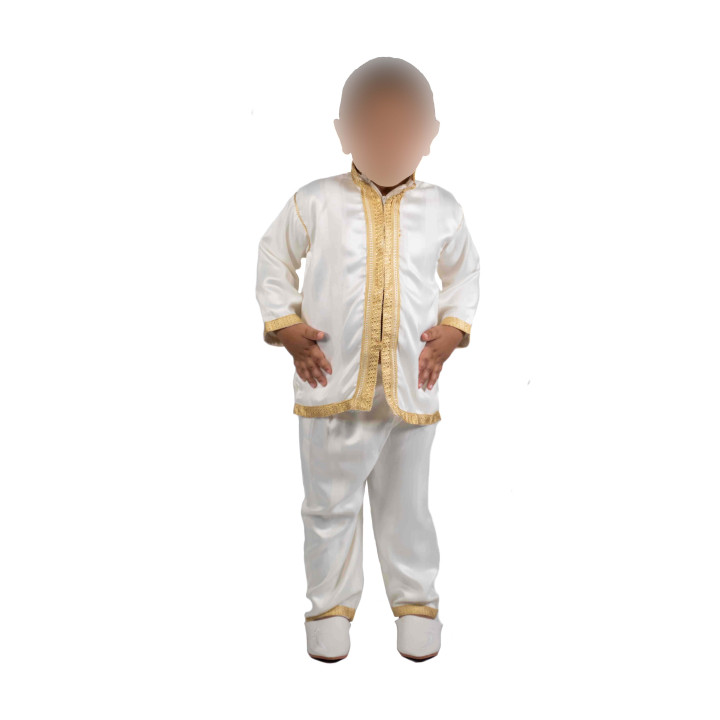 Jabador Kind 2 Stück - Beschneidungsanzug Kind - Off White Goldene Stickerei