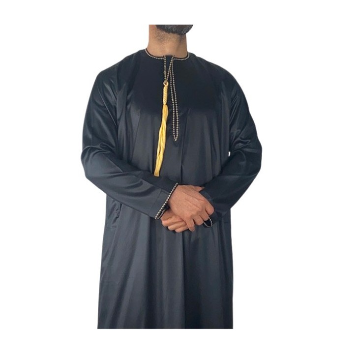 Qamis Omani Schwarz - Satiniert
