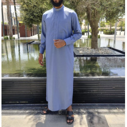 Saudi Qamis Blau Grau - Baumwolle