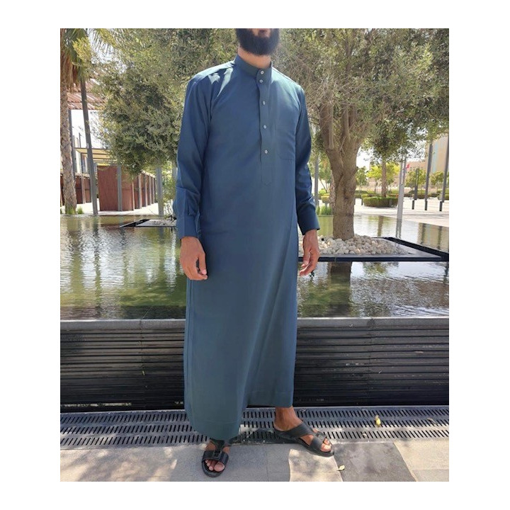 Qamis Saoudien Vert Bouteille - Coton