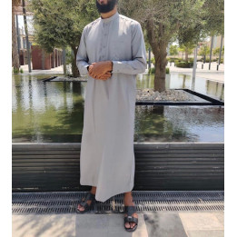 Saudi Qamis Hellgrau - Baumwolle