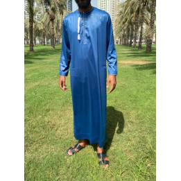 Qamis Omani Blau - Satiniert