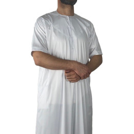 Qamis Emirati manches courtes Blanc - Satiné Precious