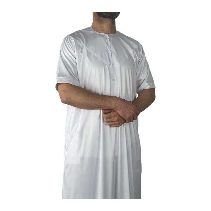 Qamis Emirati Kurzarm Weiß - Satin Precious
