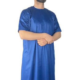 Qamis Emirati Kurzarm Marineblau - Satin Precious