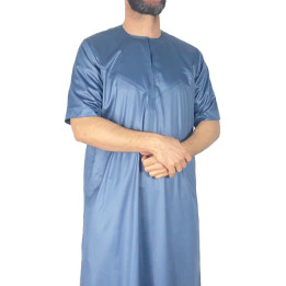 Qamis Emirati Kurzarm Dunkelgrau - Satin Precious
