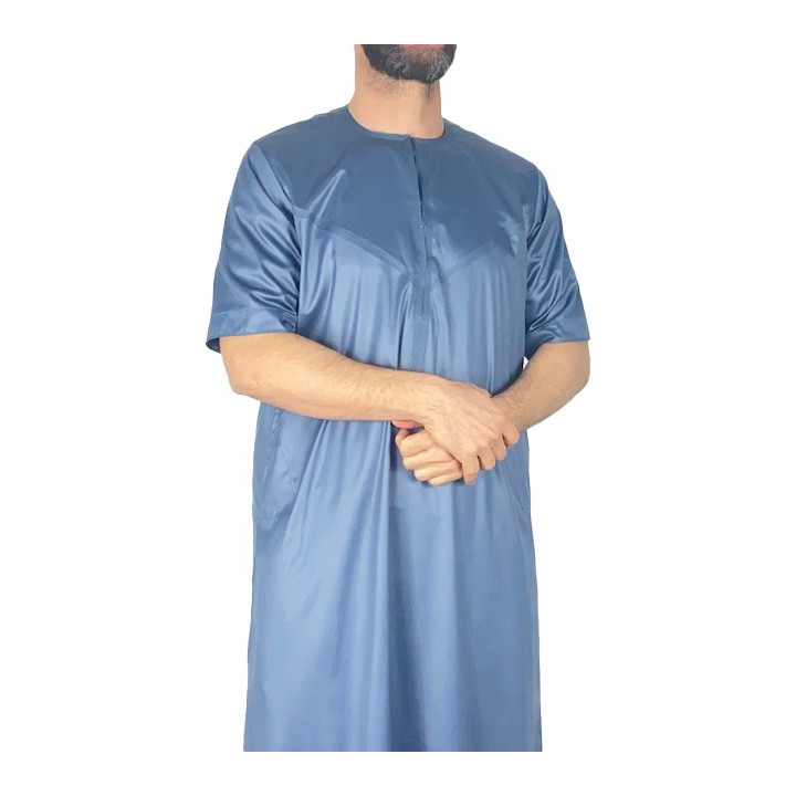 Qamis Emirati Kurzarm Dunkelgrau - Satin Precious