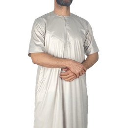 Qamis Emirati Kurzarm Beige - Satin Precious