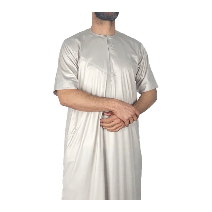 Qamis Emirati Kurzarm Beige - Satin Precious