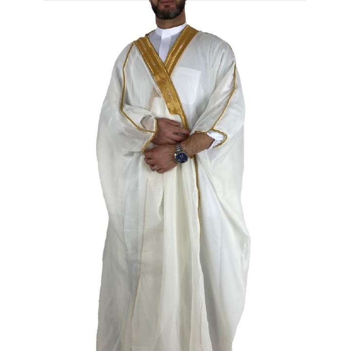 Saudischer Bisht Off-White und Gold
