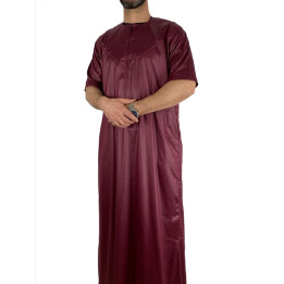 Qamis Emirati manches courtes Bordeaux - Satiné Precious