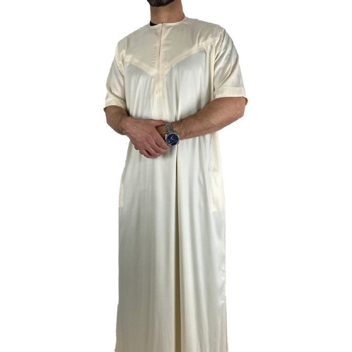Qamis Emirati Kurzarm Off-White - Satin Precious