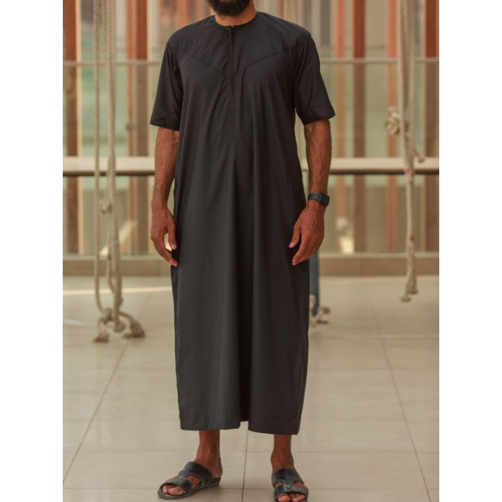 Qamis emirati coton manches courtes Noir
